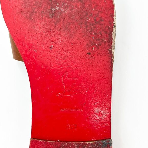 Christian Louboutin CL Monogram Leather Sandals Slides EU 37.5, 7.5 - Picture 12 of 13